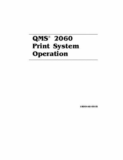 Konica Minolta QMS 2060 Konica Minolta QMS 2060 Print System Operation